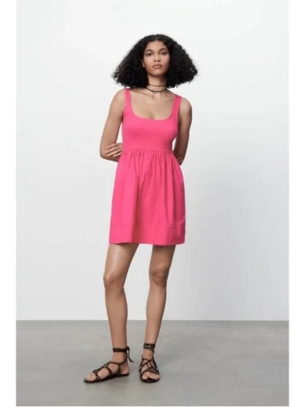 Zara Chalk Pink Sleeveless A-line Mini Dress Size S